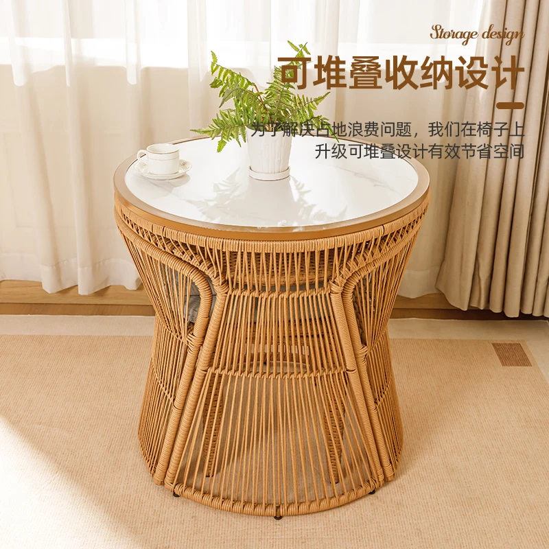 

Балкон, трехсекционный стул из ротанга для маленькой квартиры, домашний стол для чтения и стул, комбинированный комплект уличной мебели