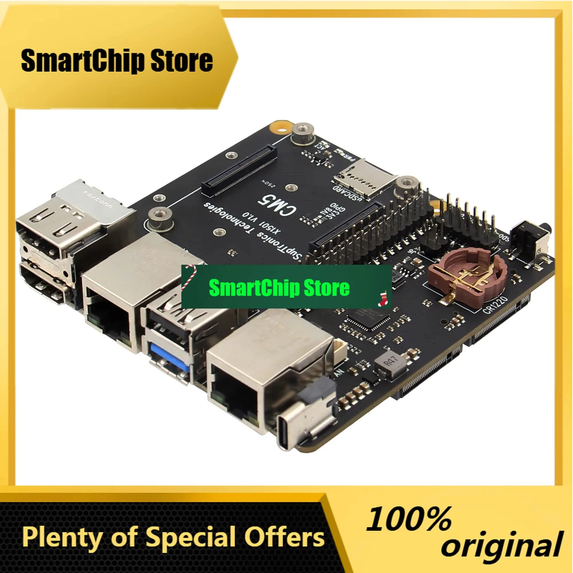 SmCpGeekbord X1501 Cm5 Io Board For Raspberry Pi Compute Module 5 Support 1gbe+2.5gbe / Dual M.2 Nvme Ssds
