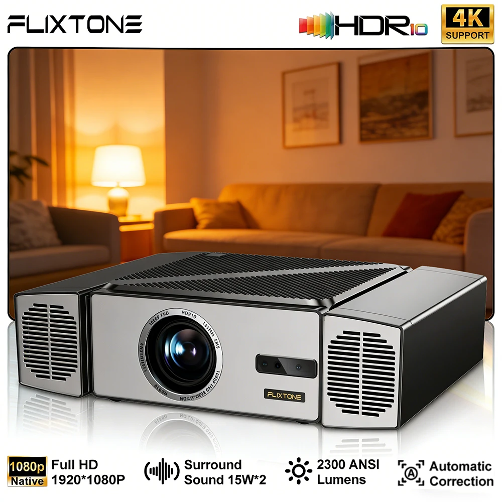

Everycom FlixTone V7 Projector Android 12 Full HD 1080P 4K 2300 ANSI Projector 15W*2 Auto Focus Home Theater Smart Beamer
