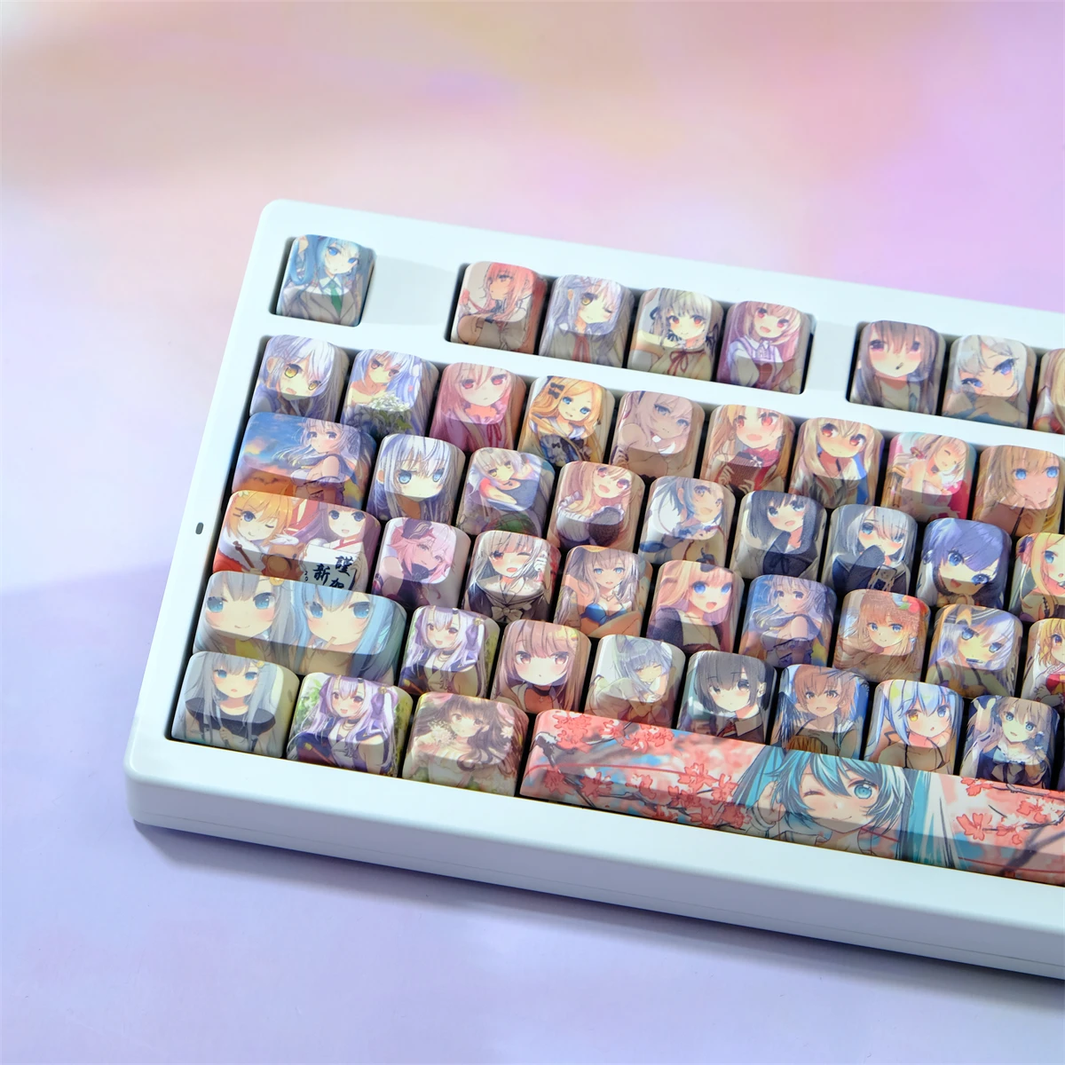 Teclas MOA de 126 teclas de colores Anime PBT sublimación de cinco lados teclas de perfil MOA para interruptores MX teclas de teclado mecánico