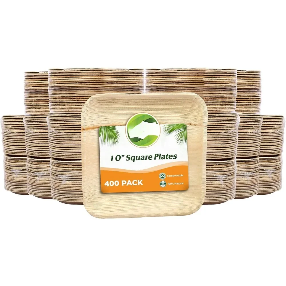 

400-Pack Disposable Tableware, 10" Square Plates Like Bamboo, Strong for Wedding, Birthday, Camping, Picni, Disposable Plates