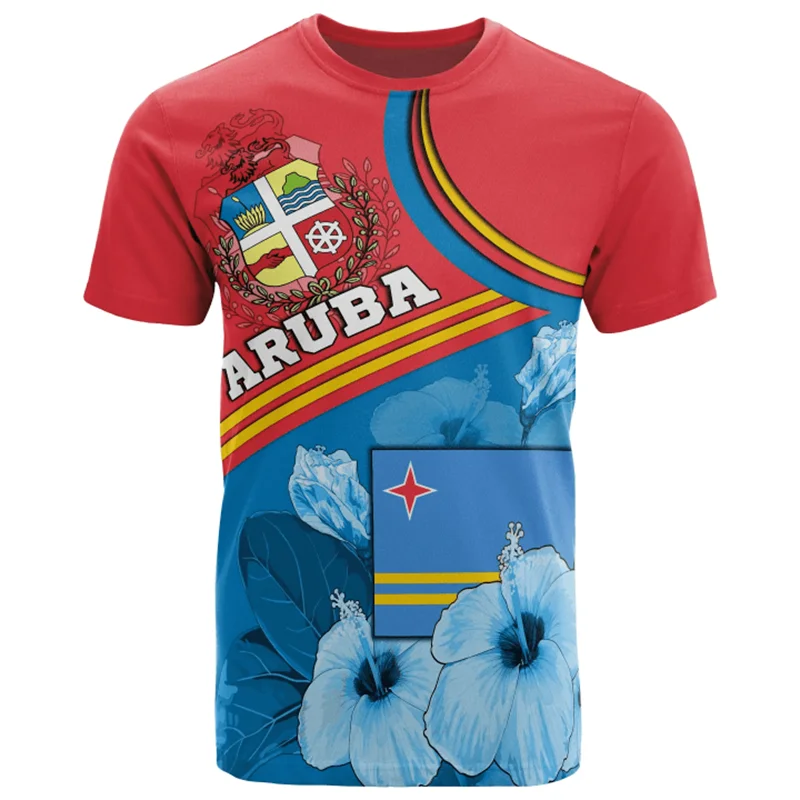 Aruba godło narodowe flaga 3d T-Shirt z nadrukiem nowa moda holandy wycięcie pod szyją koszulki z krótkim rękawem dla mężczyzn odzież Streetwear