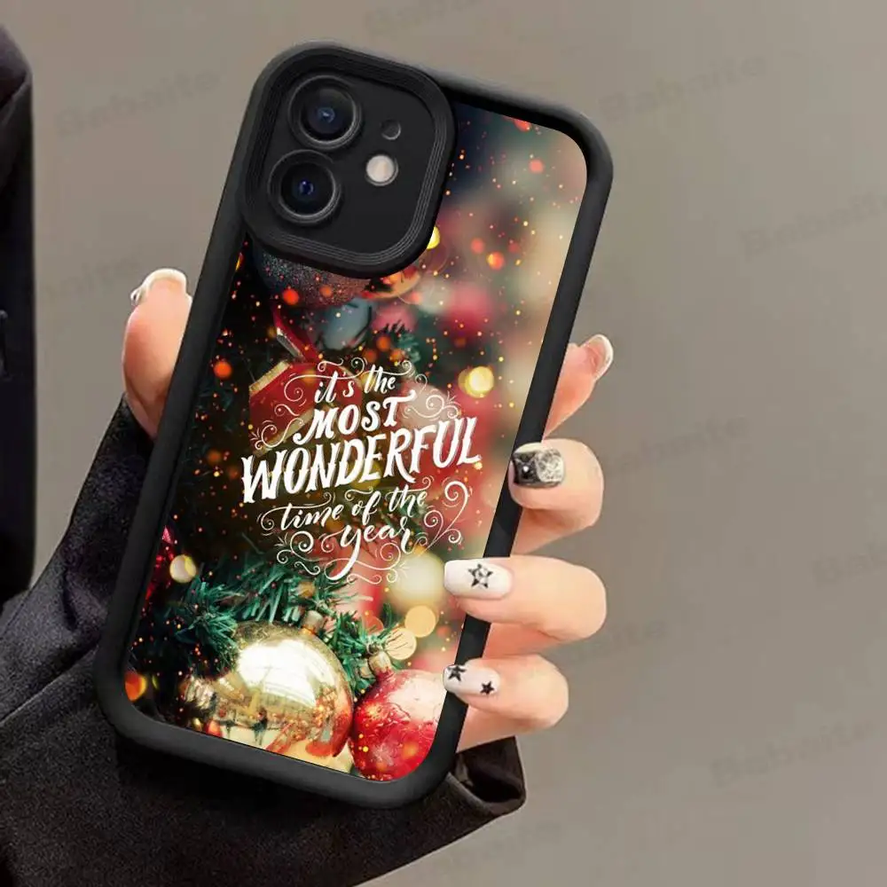 عيد ميلاد سعيد شجرة جراب هاتف آيفون 17 16 15 14 13 12 11 برو ماكس زائد أسود تغطية كاملة لينة للصدمات غطاء الهاتف #5