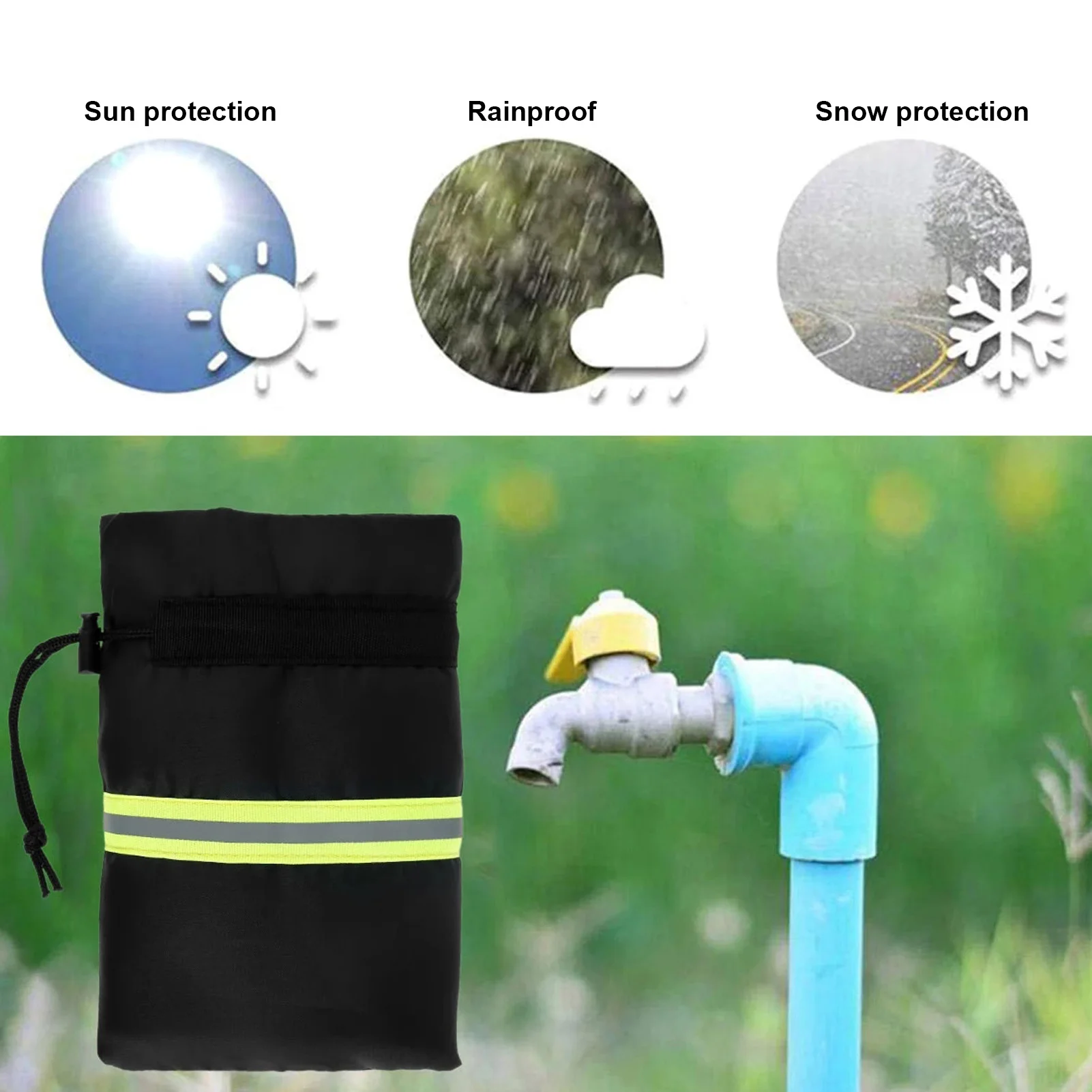 4 Pack Outdoor Faucet Covers for Winter Freeze  With Reflective Strap And Drawstring Design Reusable For Outdoor Faucets