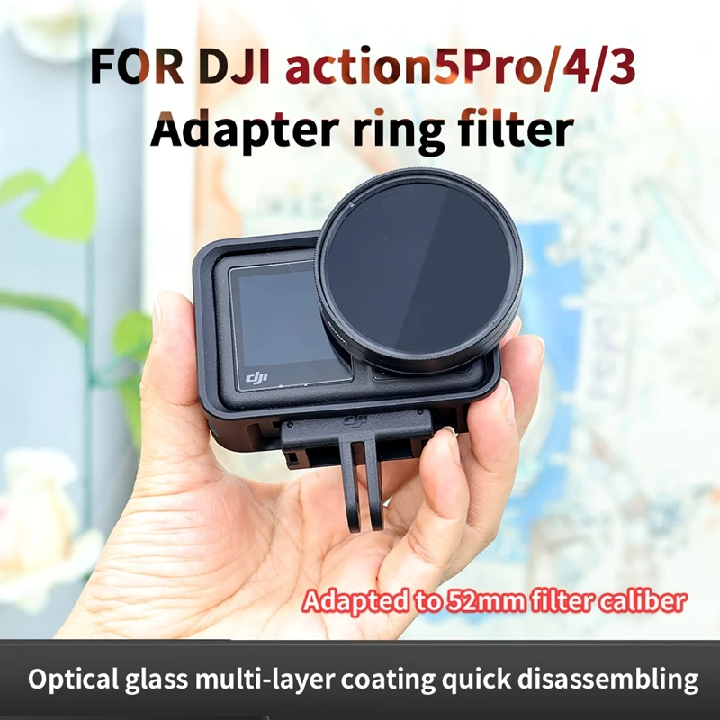 For DJI Action 5Pro/4/3 52mm Adapter Ring Threaded Filters Camera 10X Close-up ND CPL UV STAR NIGHT BLACK SOFT Filter Accessory