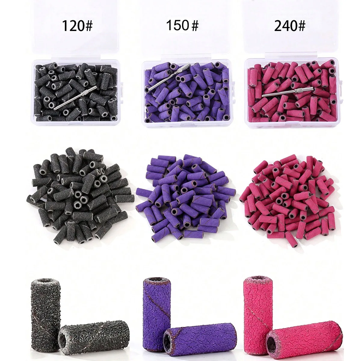 100 pz 3.1mm Mini Fasce Abrasive Kit Punte da trapano per unghie Set di mandrini Accessori per manicure elettrici Strumento per la rimozione della pelle morta