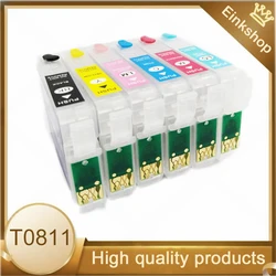 T0811 Refillable Ink Cartridge For Epson T0811 - T0816 Stylus photo 1410 R270 R390 RX590 R290 R610 RX690 T50 TX700W TX800W