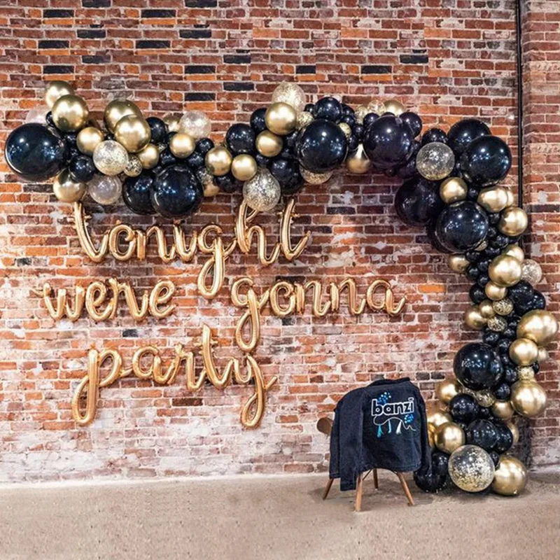 121Pcs Gold Black Balloons Arch Garland Kit Gold Sequins Balloons for Wedding Graduation Birthday Christmas Party Decor