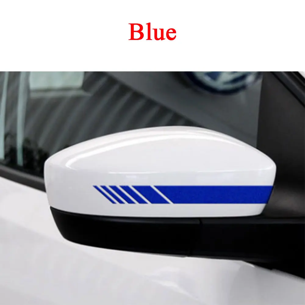 

1pair Universal Auto Car Sticker Non Fading Fashion Color Stripe Racing Strips Side Rear View Mirror Decor Decal