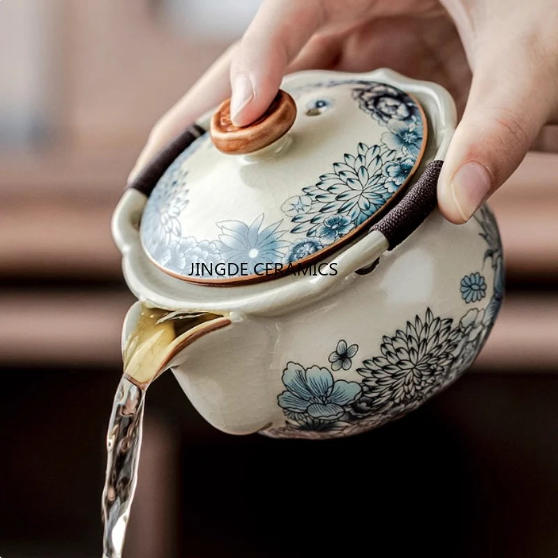 1pc Ceramic Handheld Pot Household Ceramic Lid Bowl Traveling Teapot Home Kung Fu Tea Set with Lid Tea Ceremony Accessories