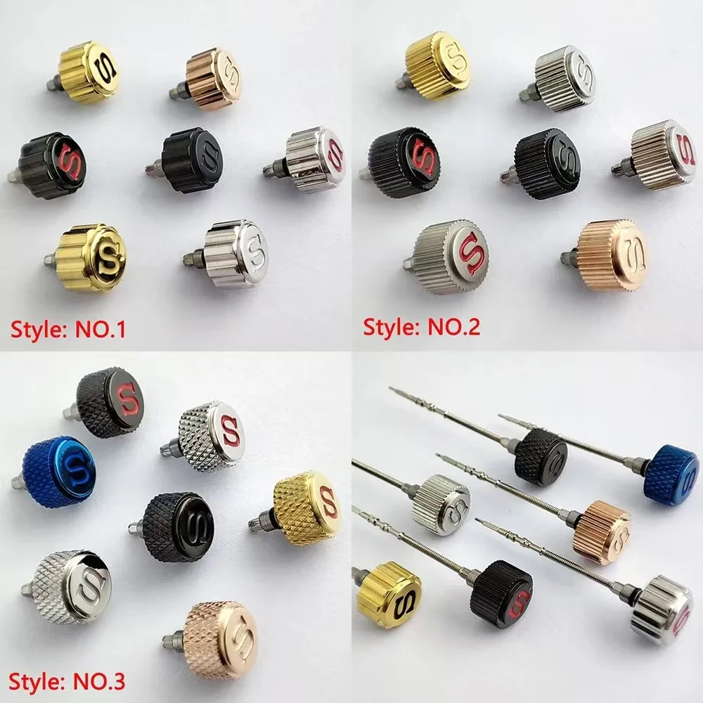7mm SKX007 Watch Crowns Stainless Steel Crowns polychrome WatchCrown for NH35 NH36 4R35 4R3WatchParts Replacemen CrownsMod Parts
