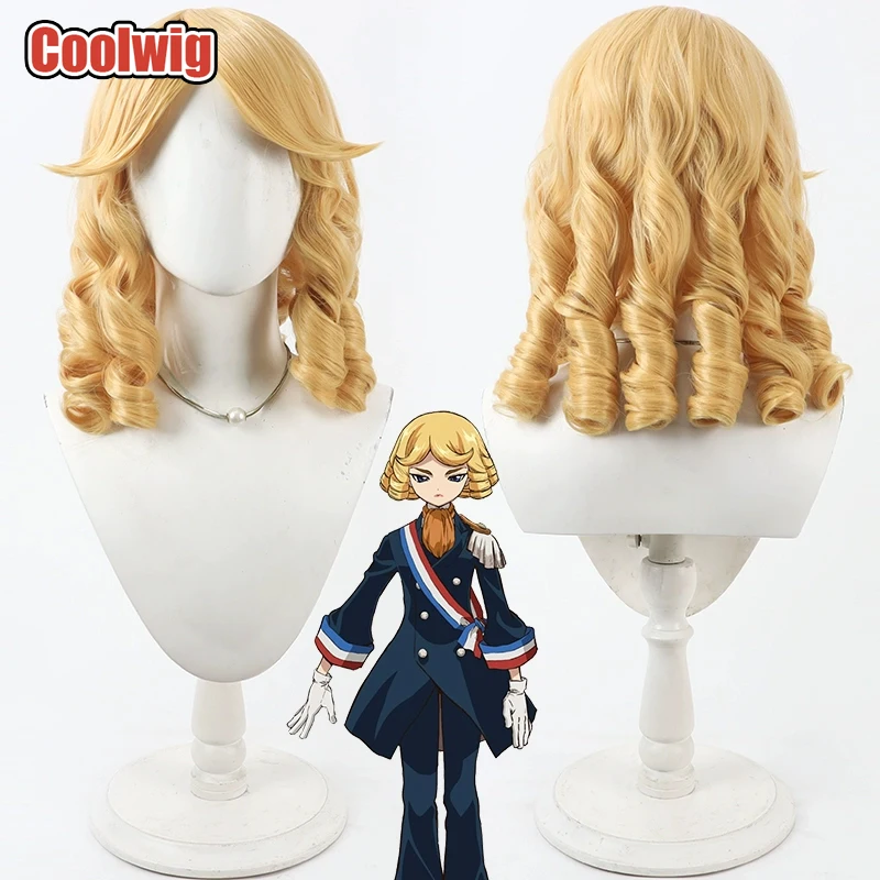 Coolwig Synthetic Hair Francois Cosplay Wigs Dr.Stone Francois Role Play Halloween 45cm Long Wavy Blonde Wig Heat Resistant