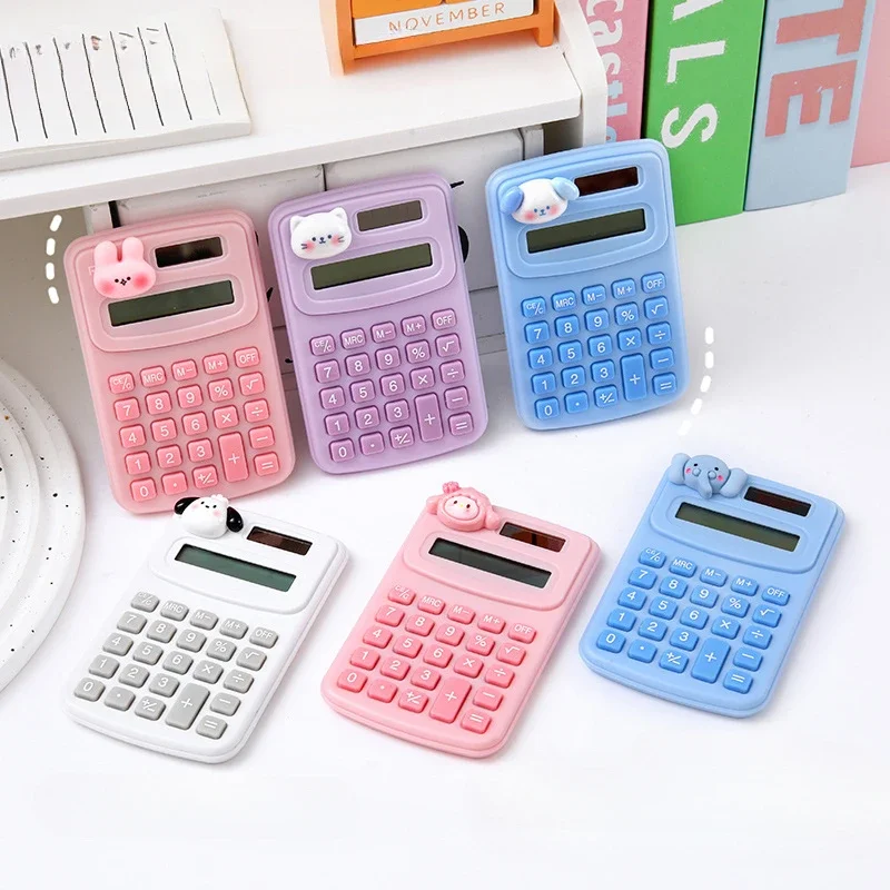 Mini calculadora bonito com dígitos dos desenhos animados, calculadora científica portátil, escritório e material escolar, papelaria para estudantes, 1PC