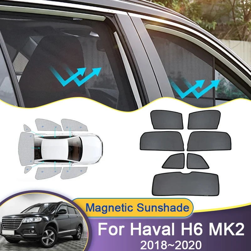 Car Magnetic Window Visor For Haval H6 MK2 2018 2019 2020 Mosquito-proof Sunshade Mesh Curtains Sunscreen Part Auto Accessories