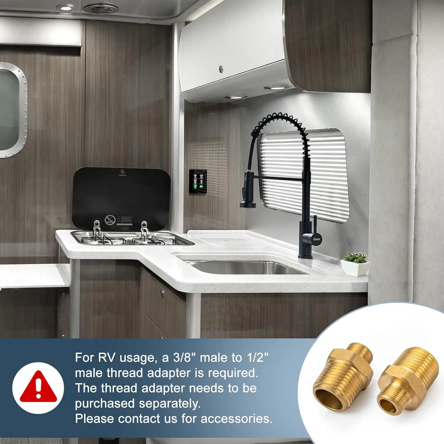 Black Pull-Down Kitchen Faucet with Spring, Single Hole, for Farmhouse, RV, Laundry, Outdoor & Campers