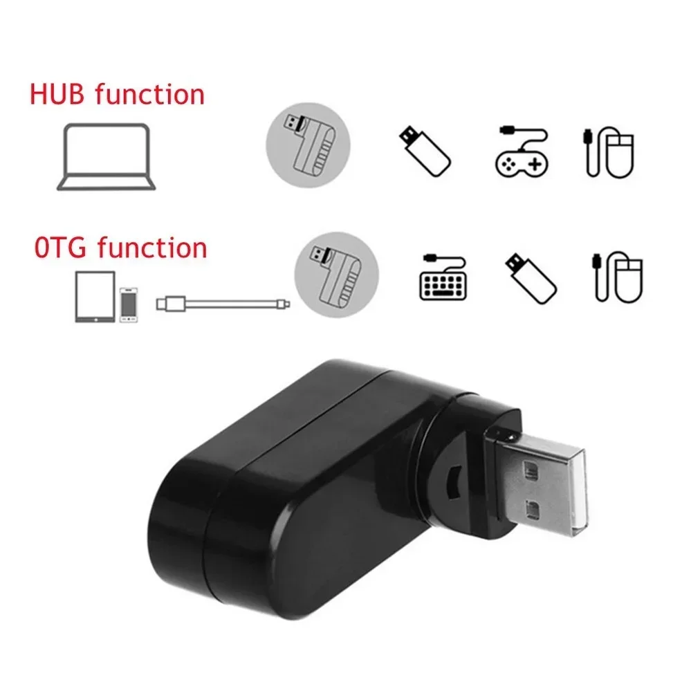 USB 2.0 HUB Adapter 180°Rotatable 3 Port USB 2.0 HUB High Speed Splitter For Mac Lenovo Xiaomi PC Tablet Huawei Accessories