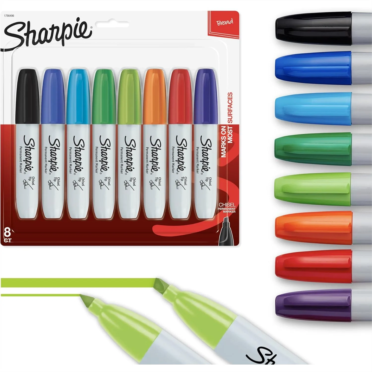 

Permanent Chisel Tip Marker Set 8 Count For Wood Plastic Metal Poster Art Supplies