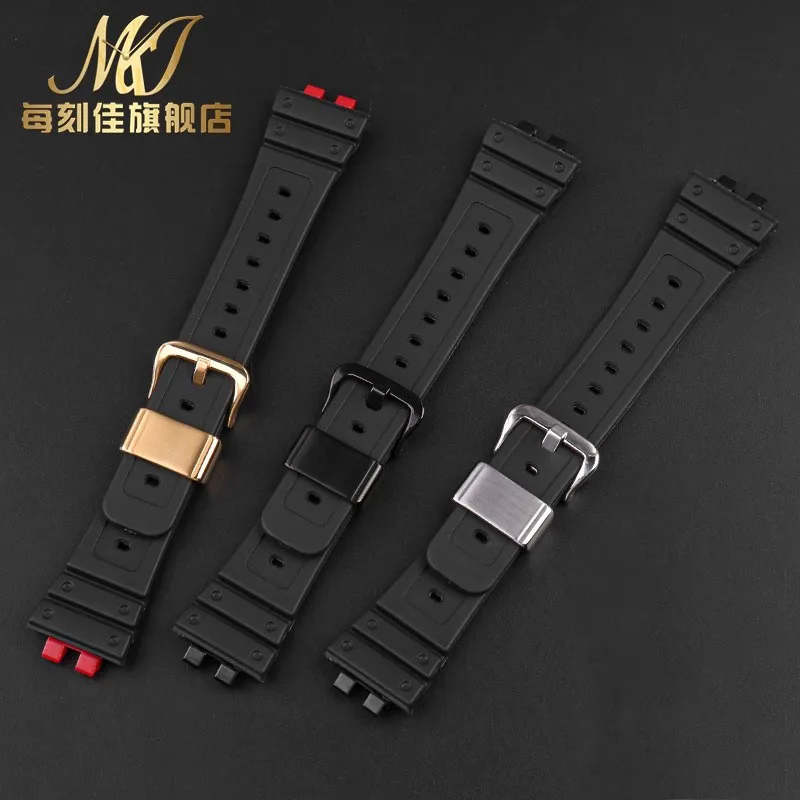 Silicone rubber watch strap For CASIO GSHOCK GMW-B5000 GMB210 black red silver black gold Stainless steel buckle bezel watchband