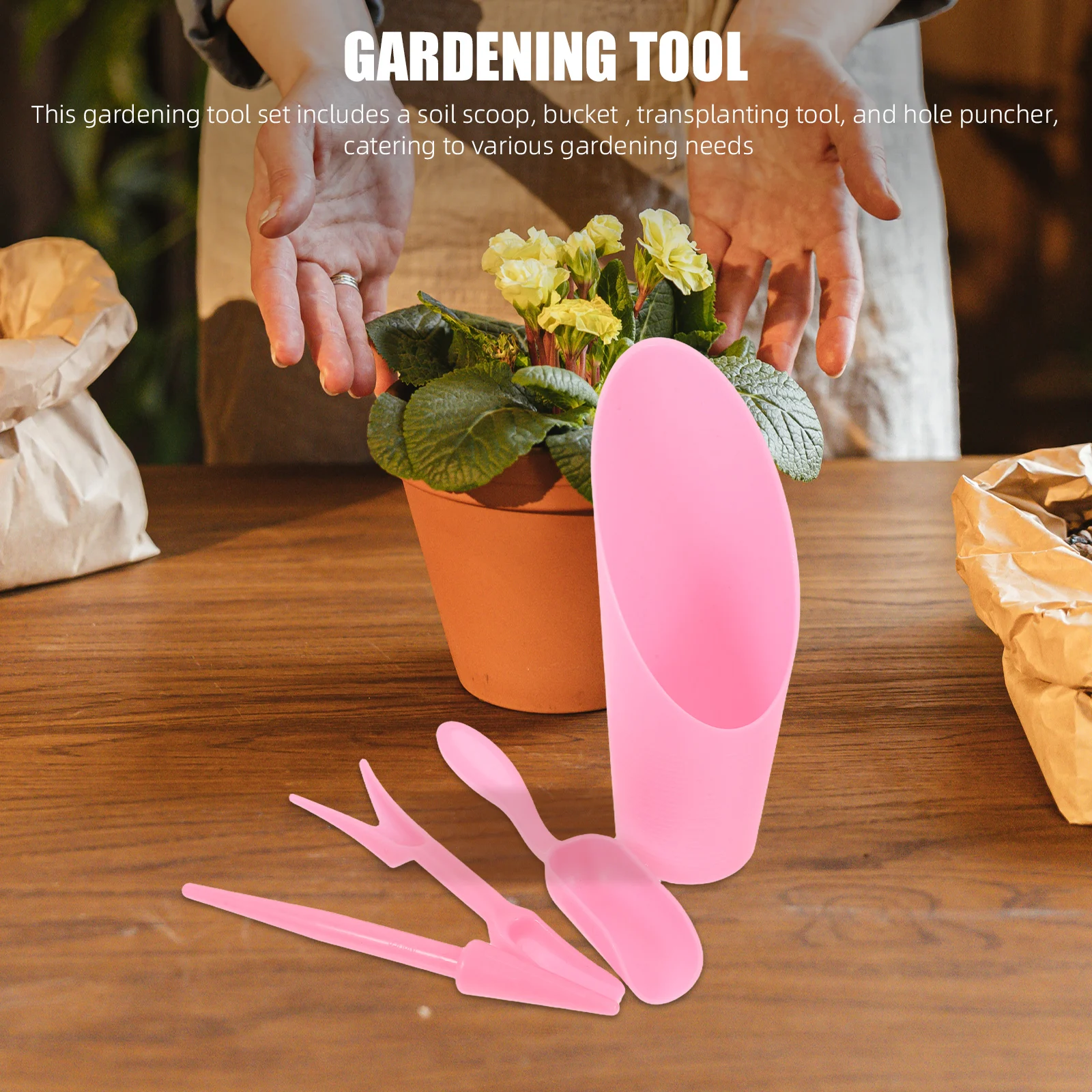 

Gardening Tools Set Bucket Shovel Transplanting Hole Puncher Miniature Garden Supplies Succulent Planting Tools Vegetable Garden