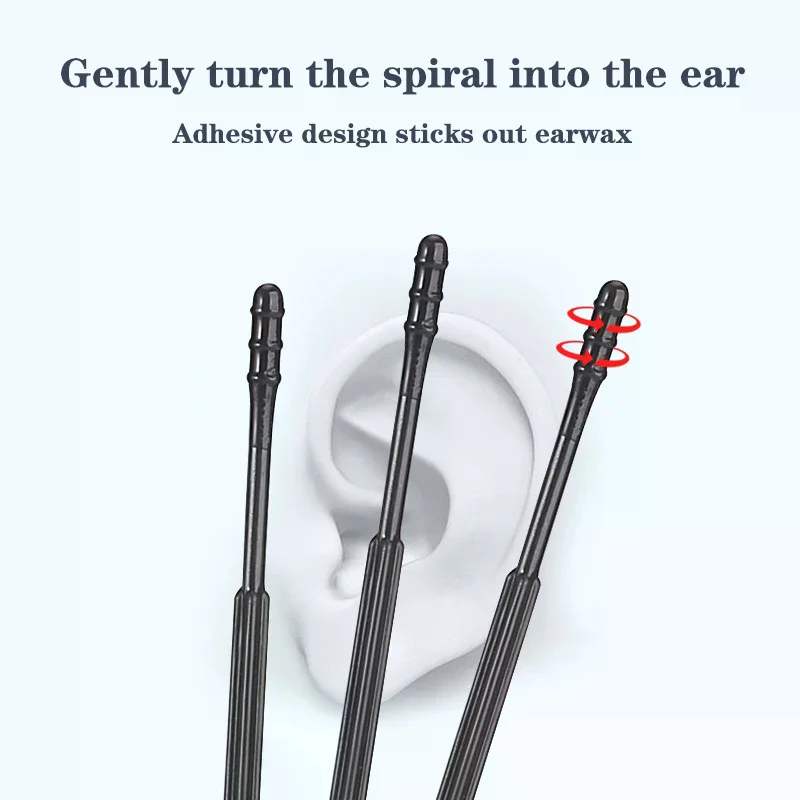 20Pcs Disposable Sticky Ear Swabs Pick Reusable Ear Cleaner Soft Silicone Ear Wax Removal Tool Earwax Remover Olders Adult Kid