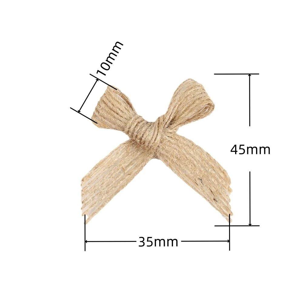 20-100Pcs Natural Jute Burlap Ribbon Bow Vintage Linen Bow for DIY Craft Party Wedding Christmas Decoration Handmade Accessories