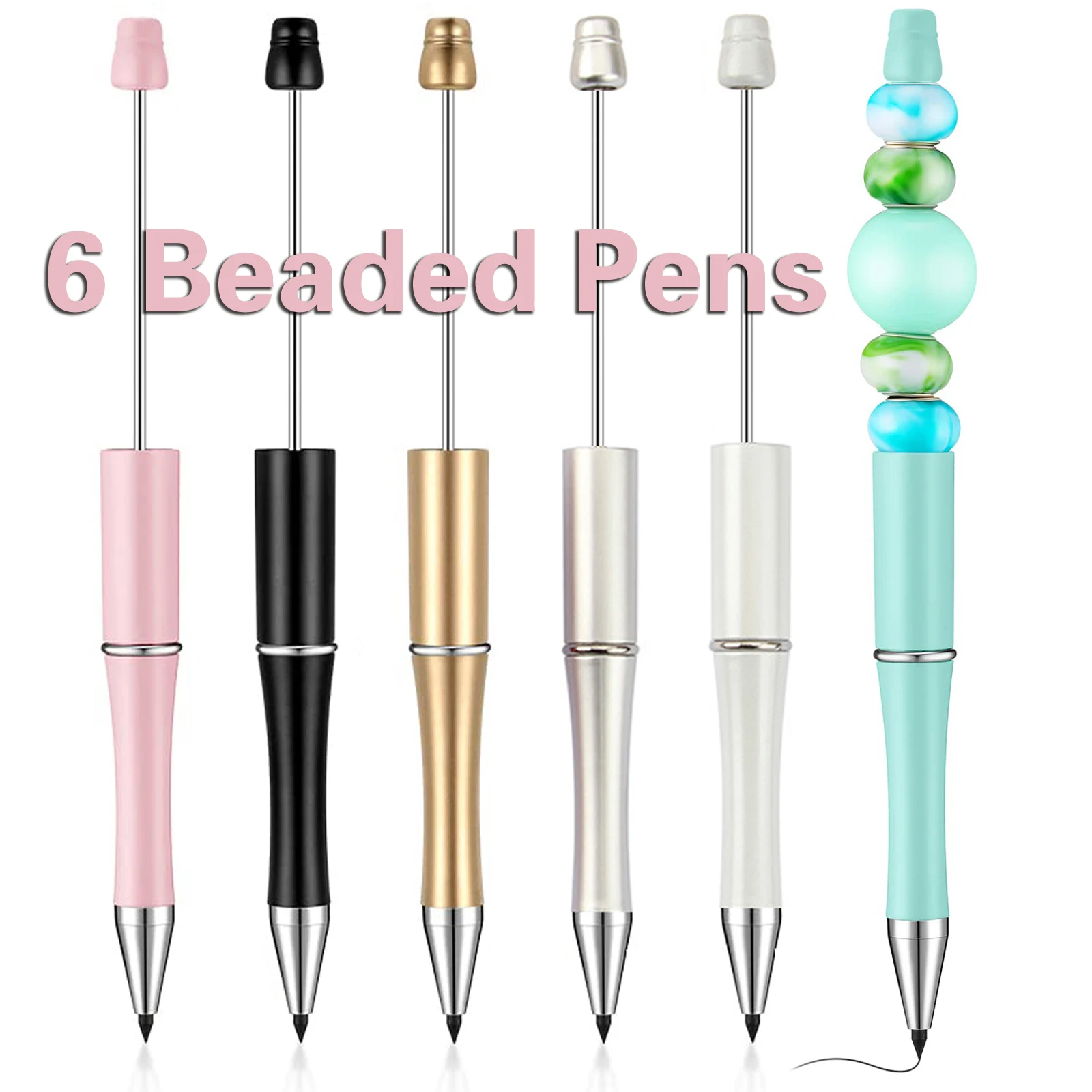 

6Pcs DIY Bead Inkless Pencils Pencils Infinite Pencil Inkless Pen Unlimited Writing Pencil for Writing Drawing