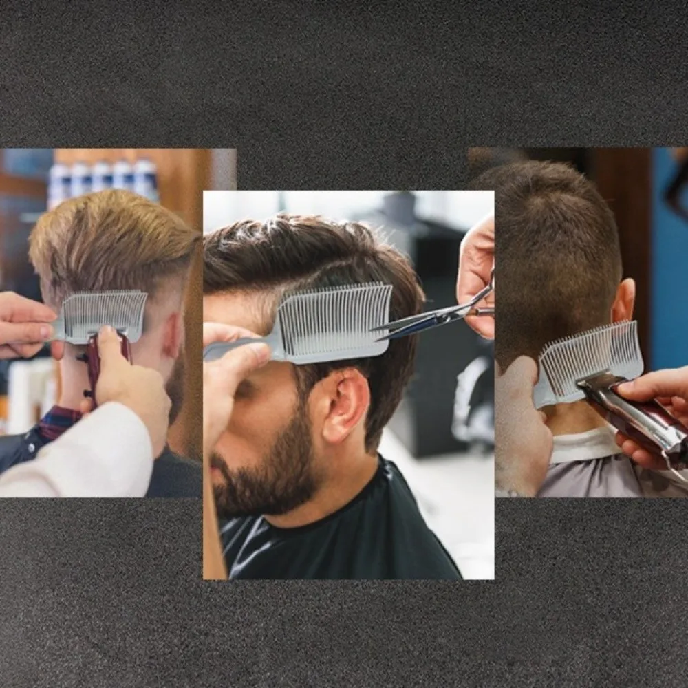 

Plastic Fading Comb Heat Resistant Fade Brush Barber Clipper Blending Comb Durable Anti-Static Flat Top Hair Cutting Comb Salon