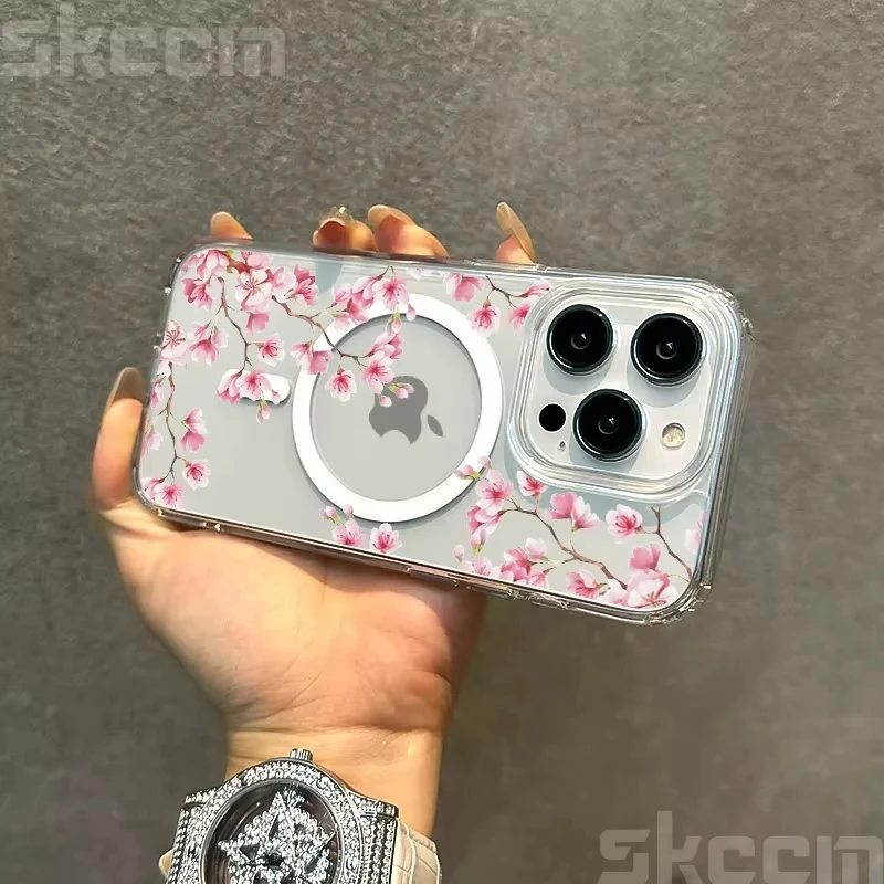 Pink cherry blossoms Charger Case For Samsung Galaxy S25 S24 S23 S22 Ultra S21 Plus S20 Clear Phone Cover - náhled 4