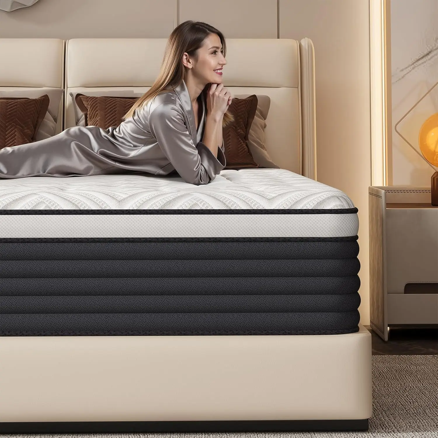 Twin Size Mattress, Hybrid Mattress in a Box, Memory Foam & Individually Pocket Spring for Pain Relief, Medium Firm Mattresses