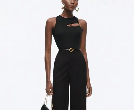 Top Women 2026 Spring Summer New Solid Color O-Ring Decor Slim Fit Sleeveless Casual Round Neck Versatile Daily Basic Vest Top