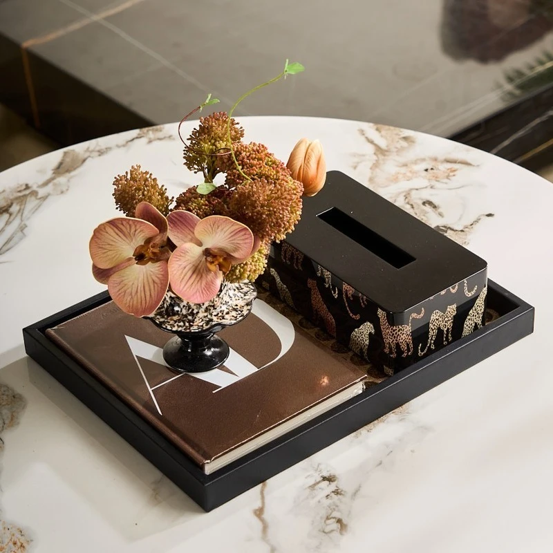 Vintage Texture Tissue Box & Tray Table Decor for Lounge Negotiation Desk