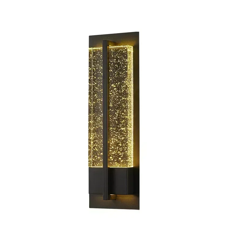 Outdoor Crystal Wall Sconce, Waterproof Aluminum LED Lamp, K9 Column Bubble Light for Porch Garden Garage Entryway Home Decor