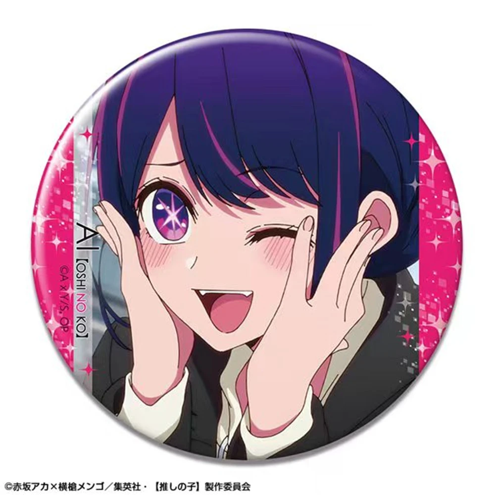 58mm Anime OSHI NO KO Hoshino Ai aguamarina MEM CYO Kurokawa Akane Arima Kana Cosplay disfraz insignia Pin SPTE broche de hojalata Prop