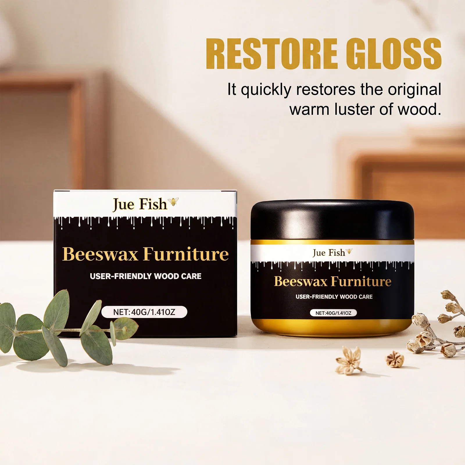Natural Beeswax Furniture Polish Restorer Wood Cleaner Shine Protector Scratch Remover Household Wood Furniture Maintenance Wax