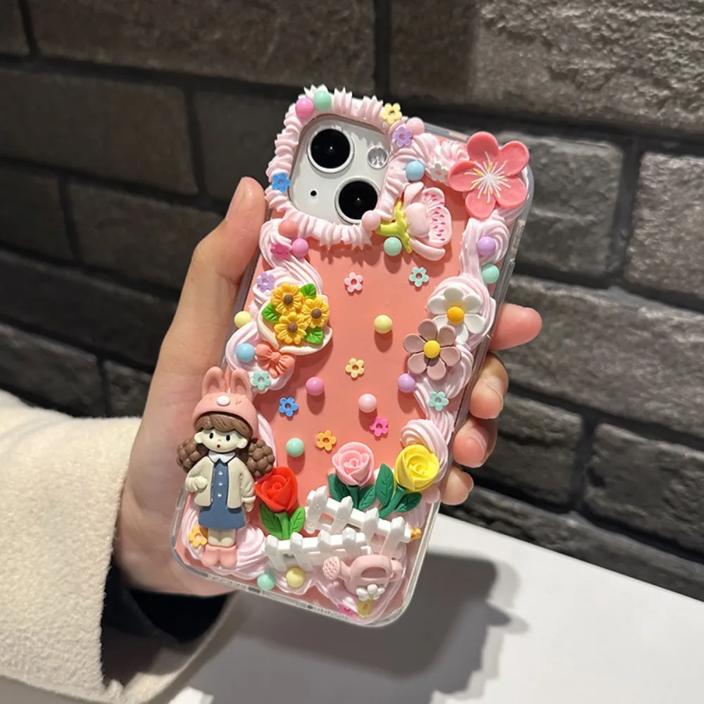 LOERSS DIY Cream Gel Phone Cases Cute Case Material Pack Handmake Set for iPhone 14 13 12 11 Promax Silicone Transparent Case