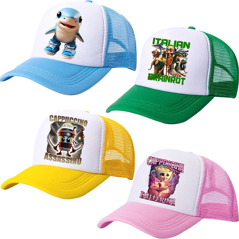 

Italian Brainrot Baseball Caps Funny Anime Printing Tung Tungtung Sahur Children Hats Summer Adjustable Parent-child Headdress