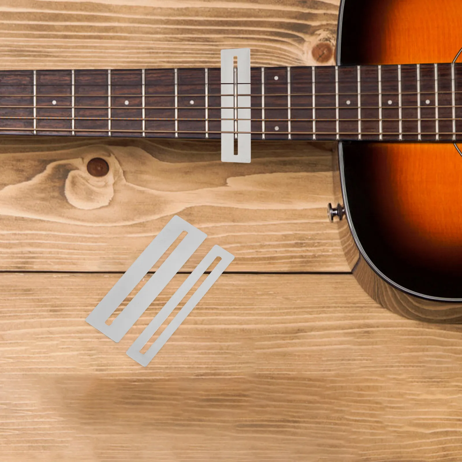 2Pcs Fretboard Fret Protector Metal Shim Set for Bass Guitar Mandolin Ukulele Fret Polishing Filing Removal Luthier Essential