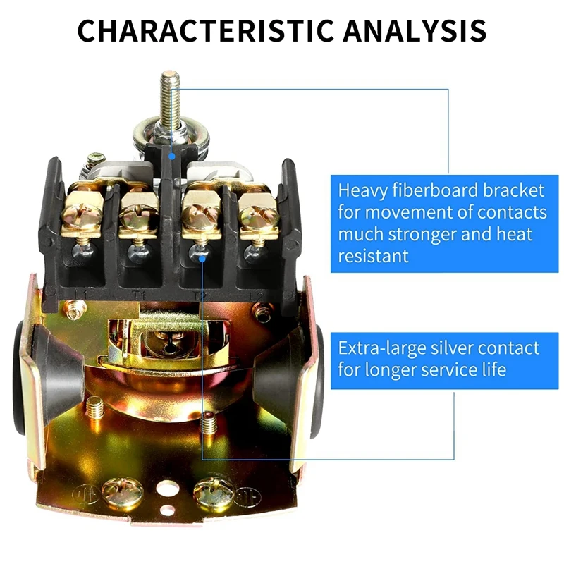 Pessure Switch For Well Pump, 40-60Psi Water Pressure Switch Adjustable Differential, 1/4 Inch Female NPT Water Pressure