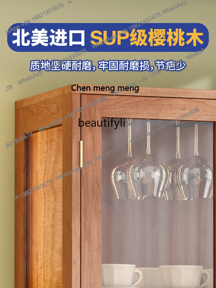 Массив дерева, гостиная у стены, небольшая бытовая стеклянная дверь, скандинавский вертикальный шкаф, высококачественный винный шкаф H