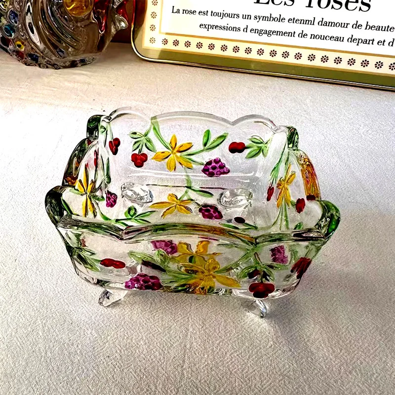 YFY high-style embossed stained glass  fruit basket, square dish, glass  bowl,  plate, sugar bowl, dried