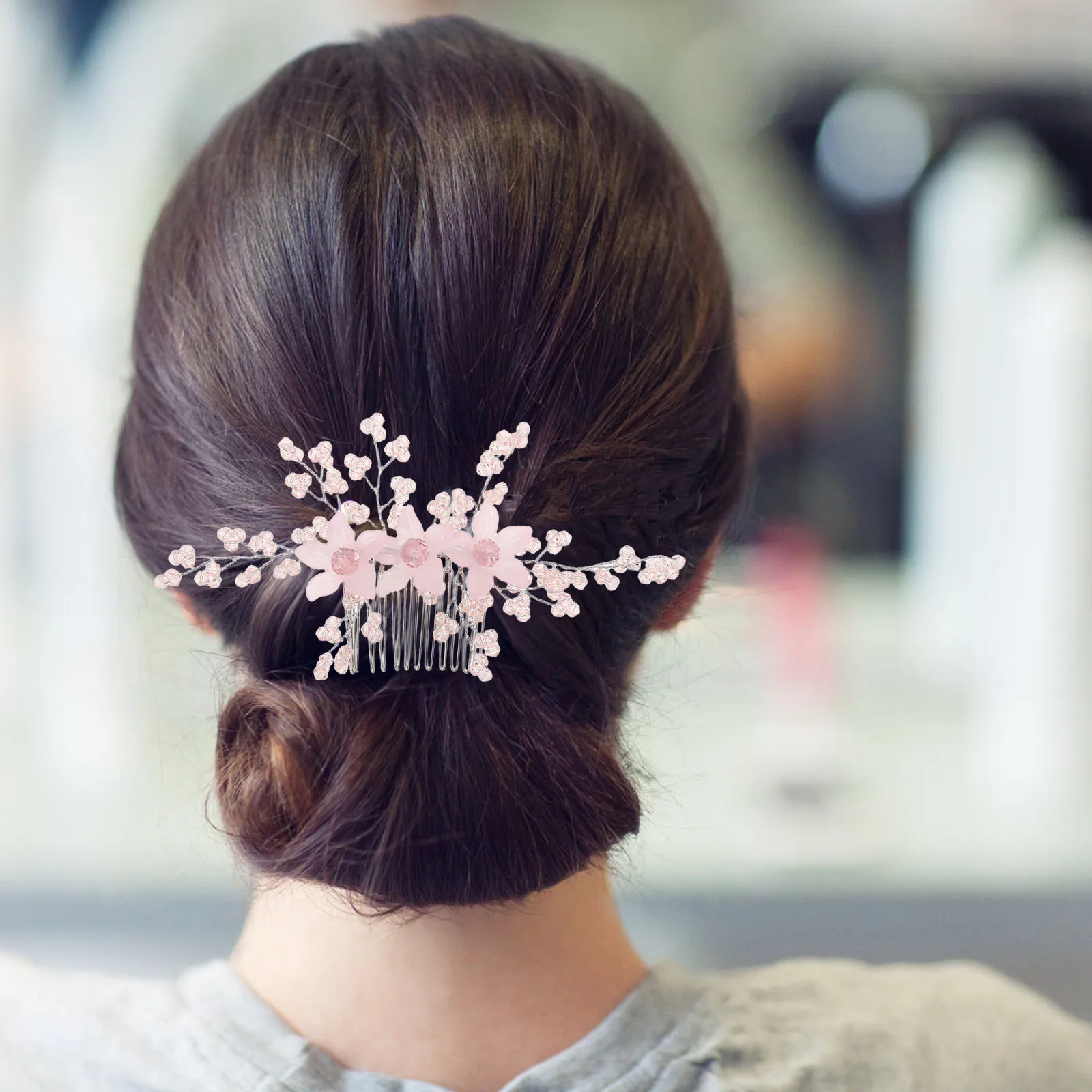 

Handmade Wedding Hair Comb Bridal Headpiece Rhinestone Barrette for Headgear Bride