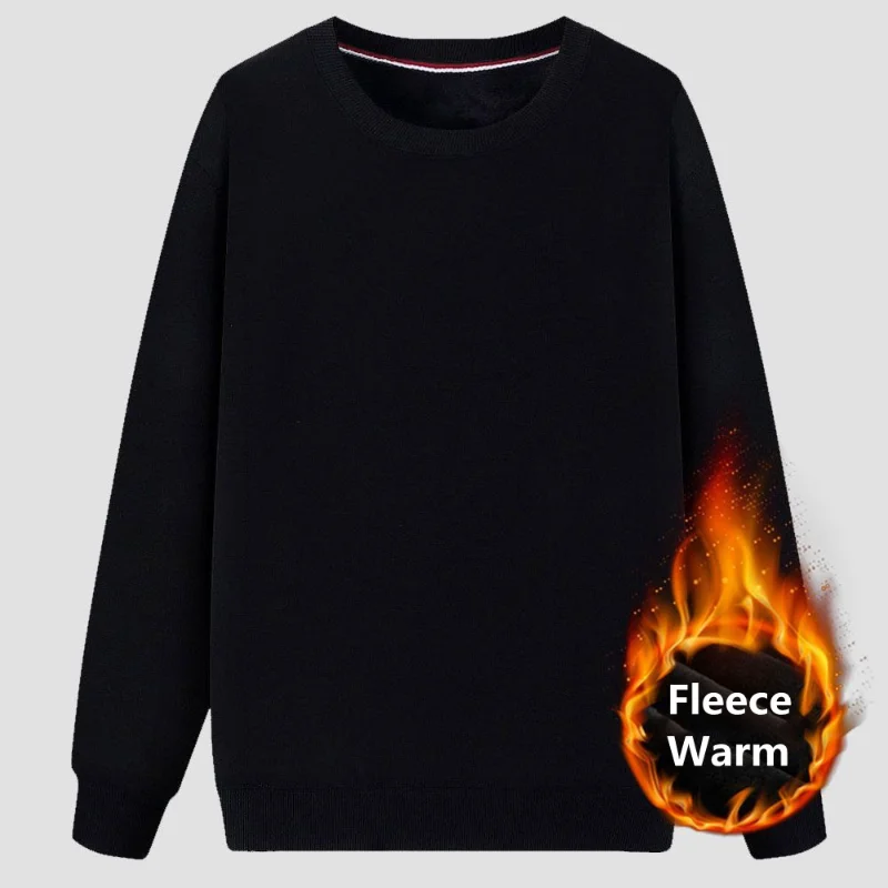 

100% Cotton Men Winter Fleece Thickened Sweatshirts Male Casual O-neck Long Sleeve Hoodie Tops Solid Basic Warm Loose Pullovers