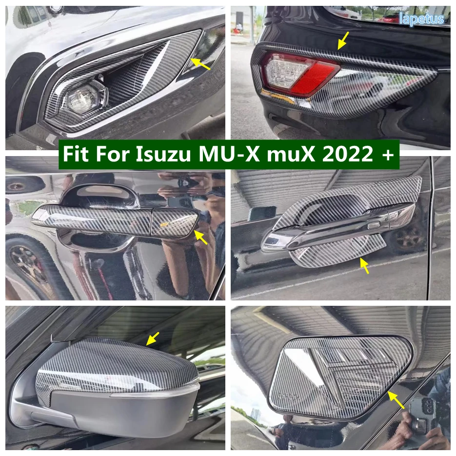 ABS Rearview Mirror Cap Front Rear Fog Light Lamp Door Handle Bowl Cover Trim Fit For Isuzu MU-X muX 2022 2023 Car Accessories