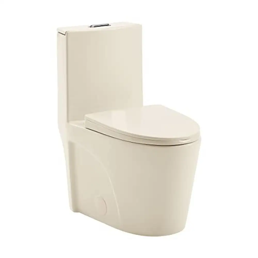 Elongated Toilet Dual Vortex Flush 1.1/1.6 gpf in Bisque Standard Height Bowl Hidden Trapway Glossy Finish Ceramic 110lbs