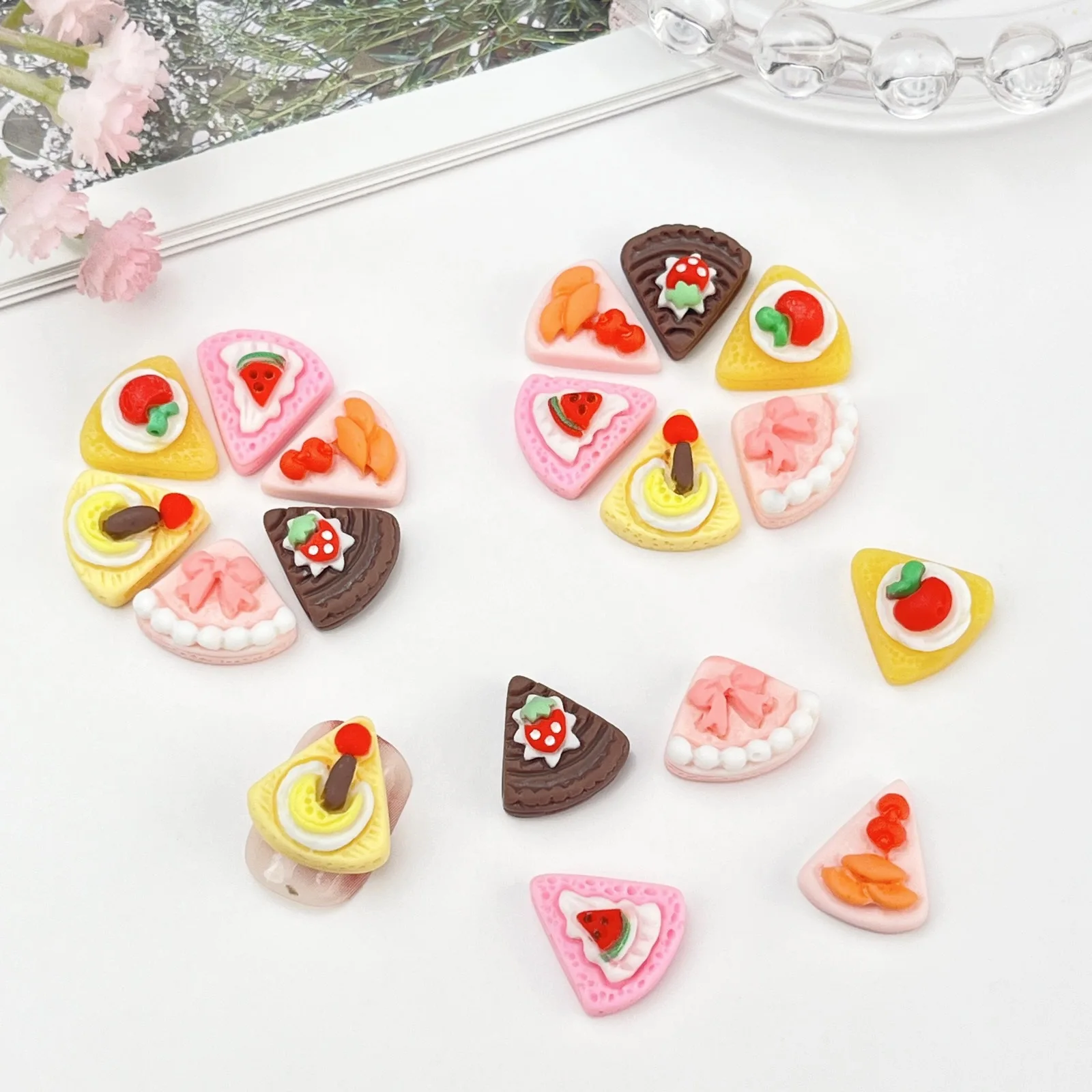 20pcs miniso cake cartoon nail charms for diy nail making cute mini resin flatback nail art decoreation