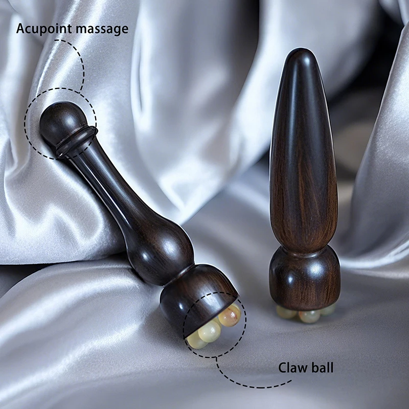 خشب الصندل عصا تدليك العين خمسة الخرز لوتس البذور أدوات تدليك الوجه غوا شا الوجه العناية بالبشرة مدلك تقليل الانتفاخ #4