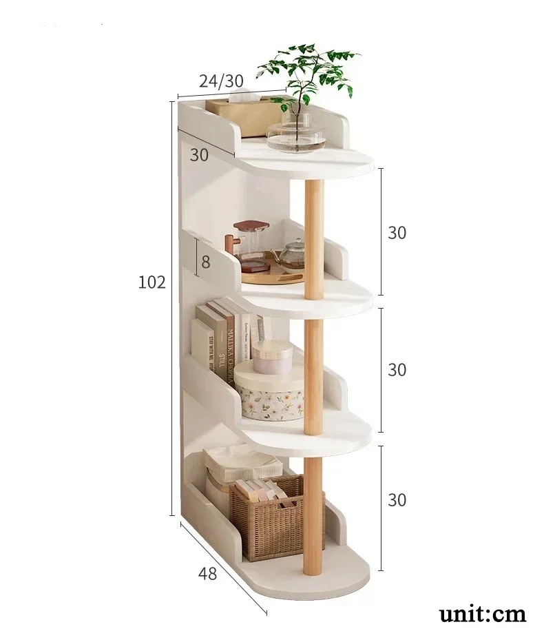 3-4Layer Living Room Sofa Storage Shelves Bedroom Clip Gap Collection Side Table Children Room Rack Ultra-narrow Small Bookshelf