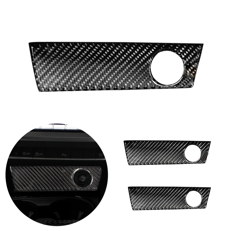 

For Audi A4 B9 A4L 2017 2018 Carbon Fiber Car Center Gear Shift Panel Cigarette Lighter Charger Hole Storage Cover Trim