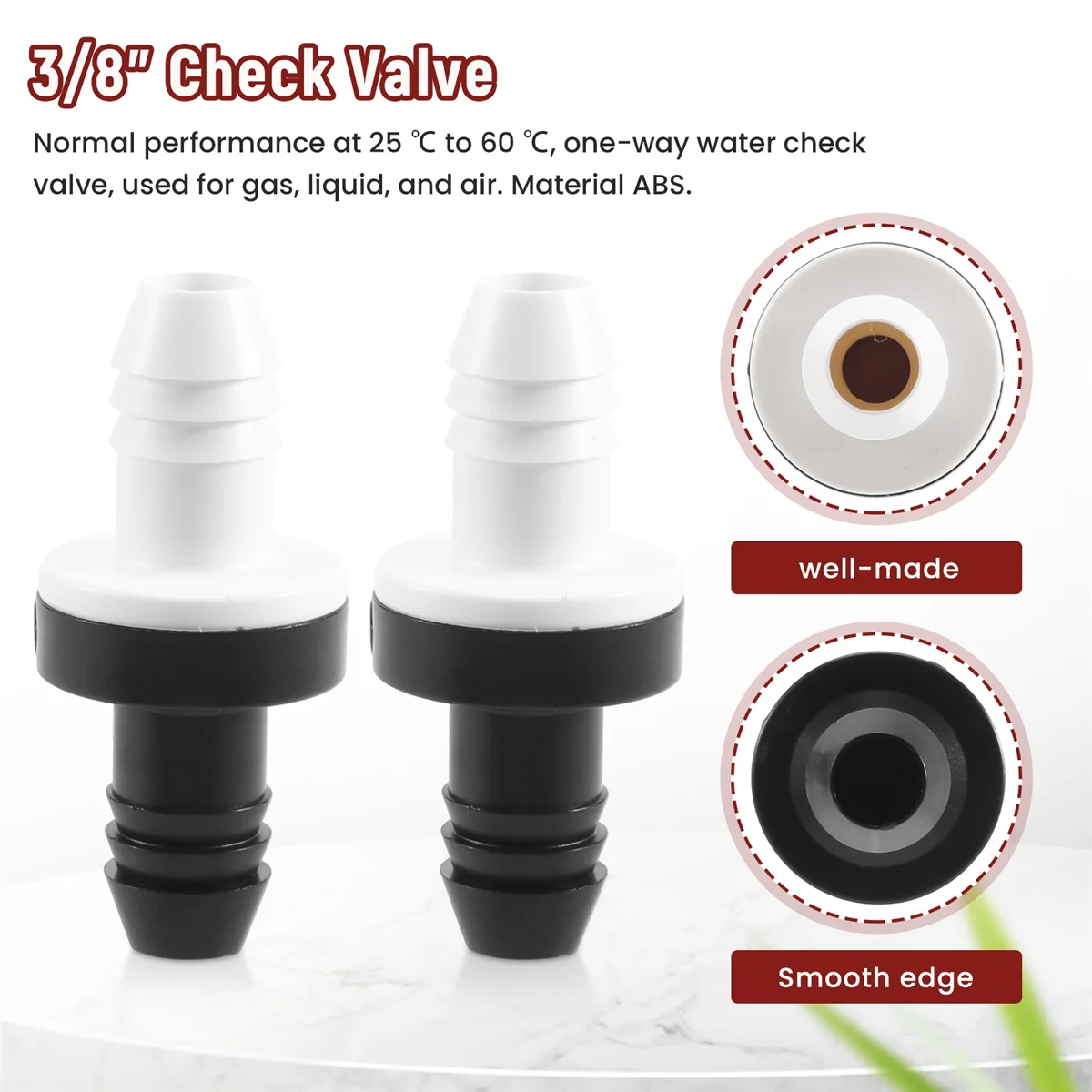 2 Stuks 3/8 Inch 10Mm Inline Abs Eenrichtingswater Terugslagklep Voor Brandstof Gas Vloeibare Lucht hot