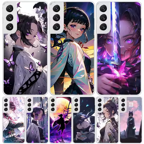 Demon Slayer Kochou Butterfly Phone Case For Samsung Galaxy S25 S24 S23 S22 S21 FE S20 Ultra S10 Plus Art Customized Coque Capa